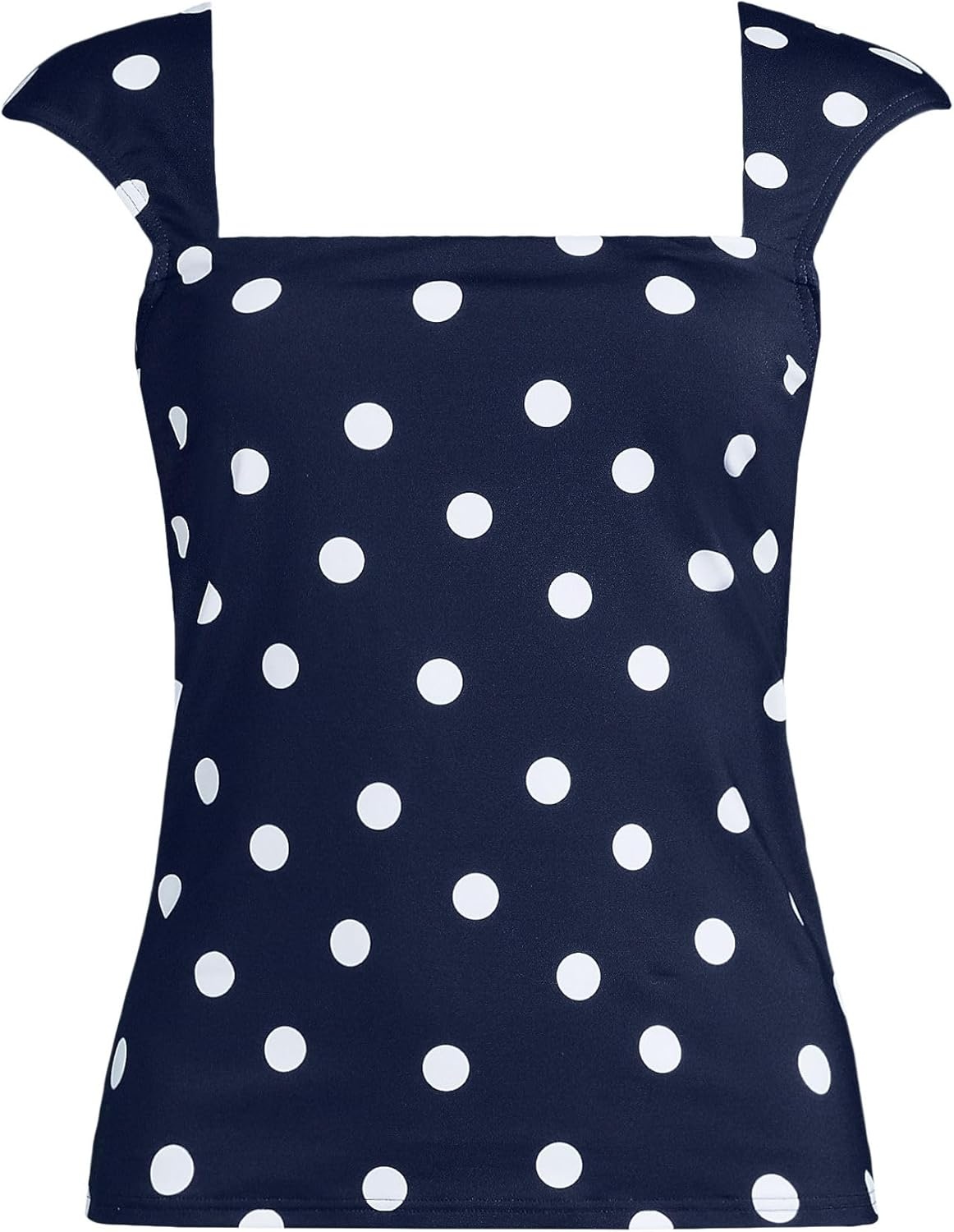 imageLands End Womens Square Neck Underwire Square Back Tankini Swimsuit TopDeep Sea Navy Polka Dot