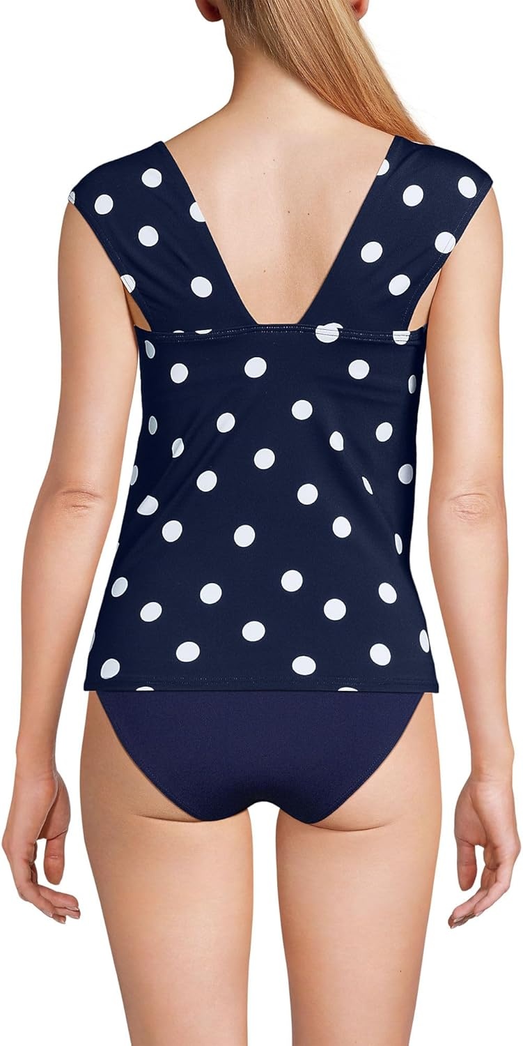 imageLands End Womens Square Neck Underwire Square Back Tankini Swimsuit TopDeep Sea Navy Polka Dot