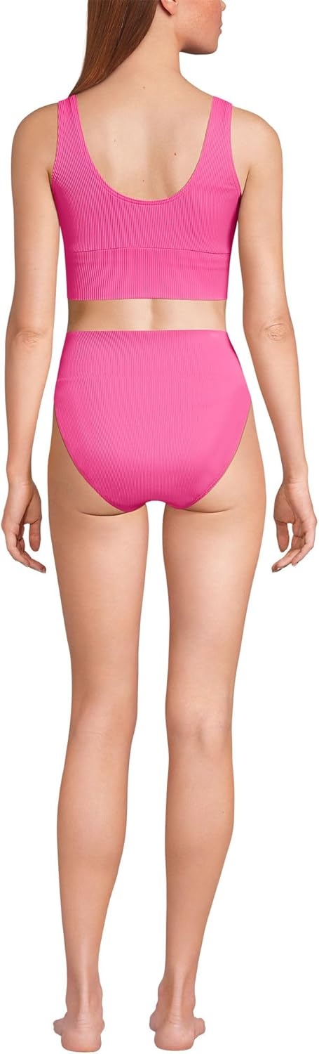 imageLands End Womens Tugless Tankini Top and High Waisted Bottom Swimsuit SetPink Ottoman