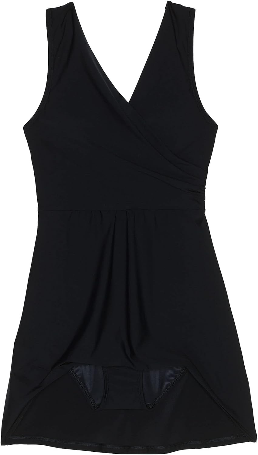 imageLands End Womens Tummy Control Surplice Wrap Swim Dress One Piece SwimsuitBlack