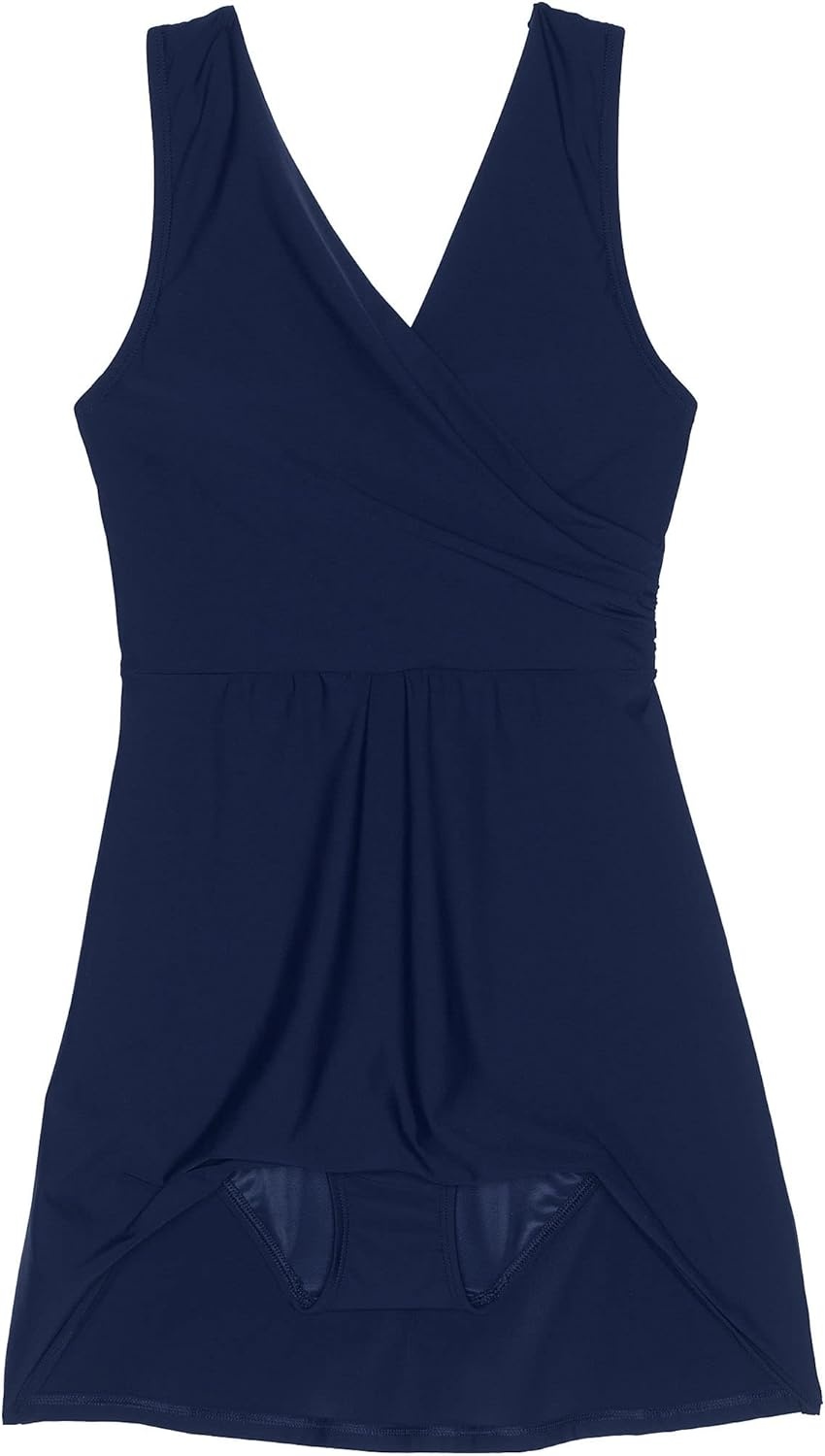 imageLands End Womens Tummy Control Surplice Wrap Swim Dress One Piece SwimsuitDeep Sea Navy