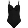 Lands’ End Women’s Chlorine Resistant Sculpting Control Draped One Piece Swimsuit(Black)