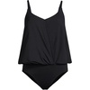 Lands’ End Women’s Chlorine Resistant Smoothing Control Blouson Fauxkini One Piece Swimsuit(Black)