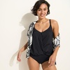 Lands’ End Women’s Chlorine Resistant Smoothing Control Blouson Fauxkini One Piece Swimsuit(Black)