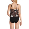 Lands’ End Women’s Chlorine Resistant Smoothing Control Blouson Fauxkini One Piece Swimsuit(Black Floral Palm)