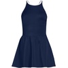 Lands’ End Women’s D-Cup Tugless High Neck Swim Dress Swimsuit(Deep Sea Navy/White)