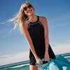 Lands’ End Women’s High Neck Swim Dress Swimsuit(Black)
