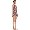 Lands’ End Women’s High Neck Swim Dress Swimsuit(Black Multi Palm)