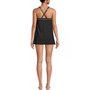 Lands’ End Women’s High Neck Swim Dress Swimsuit(Black/White)