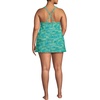 Lands’ End Women’s High Neck Swim Dress Swimsuit(Emerald Stipple Palm)