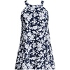 Lands’ End Women’s High Neck Swim Dress Swimsuit(Navy Blossom Floral)