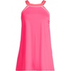 Lands’ End Women’s High Neck Swim Dress Swimsuit(Rouge Pink/Wood Lily)