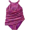 Lands’ End Women’s High Neck Swim Dress Swimsuit(Violet Rose)