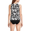 Lands’ End Women’s High Neck UPF 50 Modest Tankini Top Swimsuit(Black Blossom Floral)