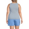 Lands’ End Women’s High Neck UPF 50 Modest Tankini Top Swimsuit(Lake Blue Geo Floral)
