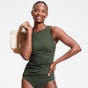 Lands’ End Women’s High Neck UPF 50 Modest Tankini Top Swimsuit(Rich Olive Green)