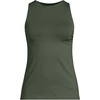 Lands’ End Women’s High Neck UPF 50 Modest Tankini Top Swimsuit(Rich Olive Green)