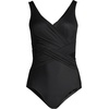 Lands’ End Women’s New SlenderSuit Wrap One Piece Swimsuit(Black)