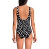 Lands’ End Women’s New SlenderSuit Wrap One Piece Swimsuit(Black/Egret Mixed Tossed Dots)