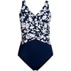 Lands’ End Women’s New SlenderSuit Wrap One Piece Swimsuit(Navy Blossom Floral)