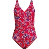 Lands’ End Women’s New SlenderSuit Wrap One Piece Swimsuit(Strawberry Vintage Floral)