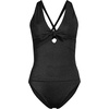 Lands’ End Women’s Shine Ribbed Tankini Top and High Waisted Bottom Swimsuit Set(Black Ottoman)
