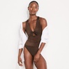 Lands’ End Women’s Shine Ribbed Tankini Top and High Waisted Bottom Swimsuit Set(Chocolate Brown Shine)