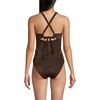 Lands’ End Women’s Shine Ribbed Tankini Top and High Waisted Bottom Swimsuit Set(Chocolate Brown Shine)
