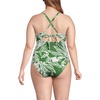 Lands’ End Women’s Shine Ribbed Tankini Top and High Waisted Bottom Swimsuit Set(Green Etched Leaves Shine)