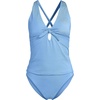 Lands’ End Women’s Shine Ribbed Tankini Top and High Waisted Bottom Swimsuit Set(Lake Blue Ottoman)