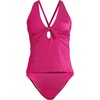 Lands’ End Women’s Shine Ribbed Tankini Top and High Waisted Bottom Swimsuit Set(Riviera Rose Ottoman)