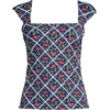 Lands’ End Womens Square Neck Underwire Square Back Tankini Swimsuit Top(Cherries/Deep Sea Navy Plaid)