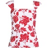 Lands’ End Womens Square Neck Underwire Square Back Tankini Swimsuit Top(Red Graphic Floral)