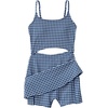 Lands’ End Women’s Tugless Monokini Swim Dress Swimsuit(Deep Sea Navy Gingham)