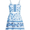 Lands’ End Women’s Tugless Monokini Swim Dress Swimsuit(White Mosaic Floral Border Mix)