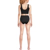 Lands’ End Women’s Tugless Tankini Top and High Waisted Bottom Swimsuit Set(Black Ottoman)