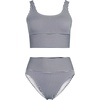 Lands’ End Women’s Tugless Tankini Top and High Waisted Bottom Swimsuit Set(Deep Sea Navy Mini Stripe)