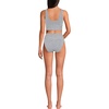 Lands’ End Women’s Tugless Tankini Top and High Waisted Bottom Swimsuit Set(Deep Sea Navy Mini Stripe)