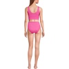 Lands’ End Women’s Tugless Tankini Top and High Waisted Bottom Swimsuit Set(Pink Ottoman)