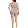 Lands’ End Women’s Tugless Tankini Top and High Waisted Bottom Swimsuit Set(White/Lilac Multi Ditsy Floral)