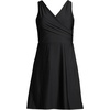 Lands’ End Women’s Tummy Control Surplice Wrap Swim Dress One Piece Swimsuit(Black)