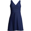 Lands’ End Women’s Tummy Control Surplice Wrap Swim Dress One Piece Swimsuit(Deep Sea Navy)
