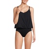 Lands’ End Women’s Chlorine Resistant Smoothing Control Blouson Fauxkini One Piece Swimsuit(Black)