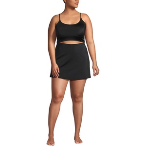 Lands’ End Women’s Tugless Monokini Swim Dress Swimsuit(Black)