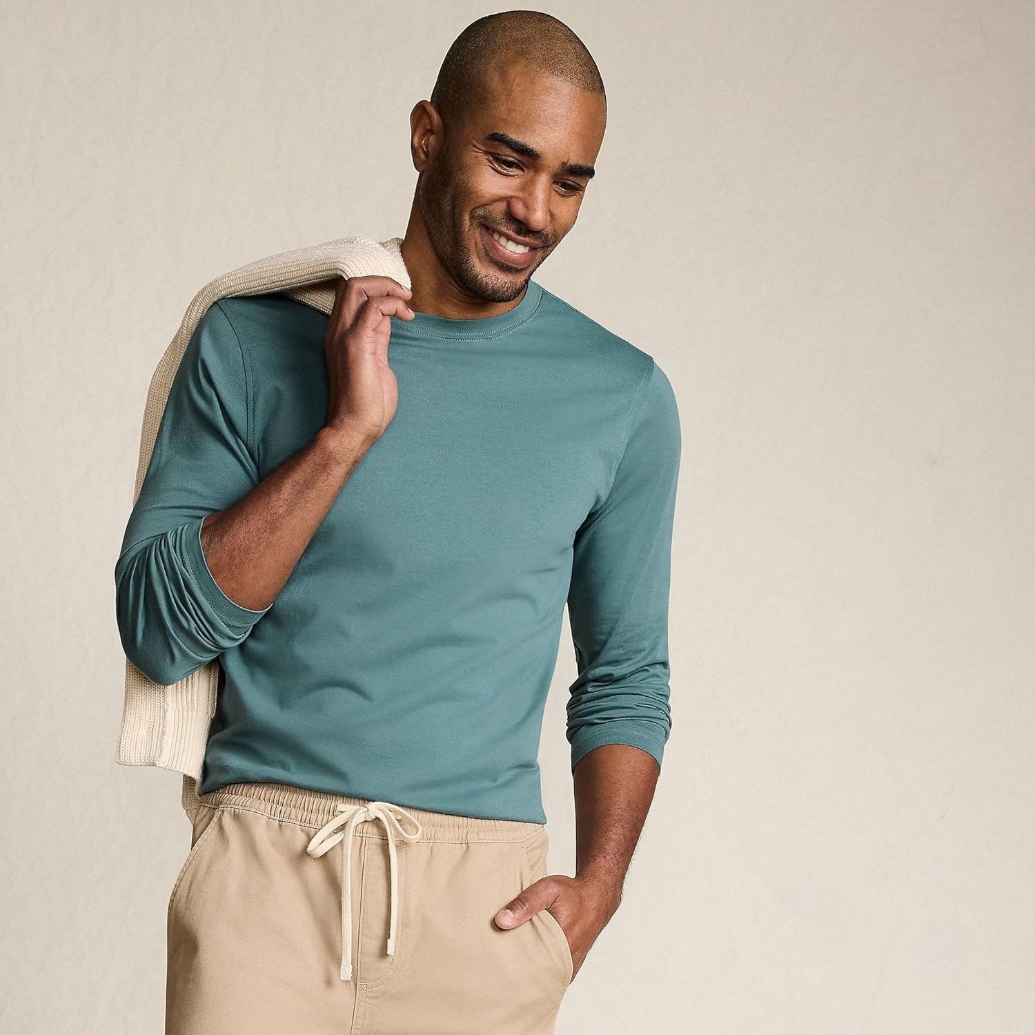image:imageLands End Mens Long Sleeve AmericanGrown Supima Cotton TeeTourmaline