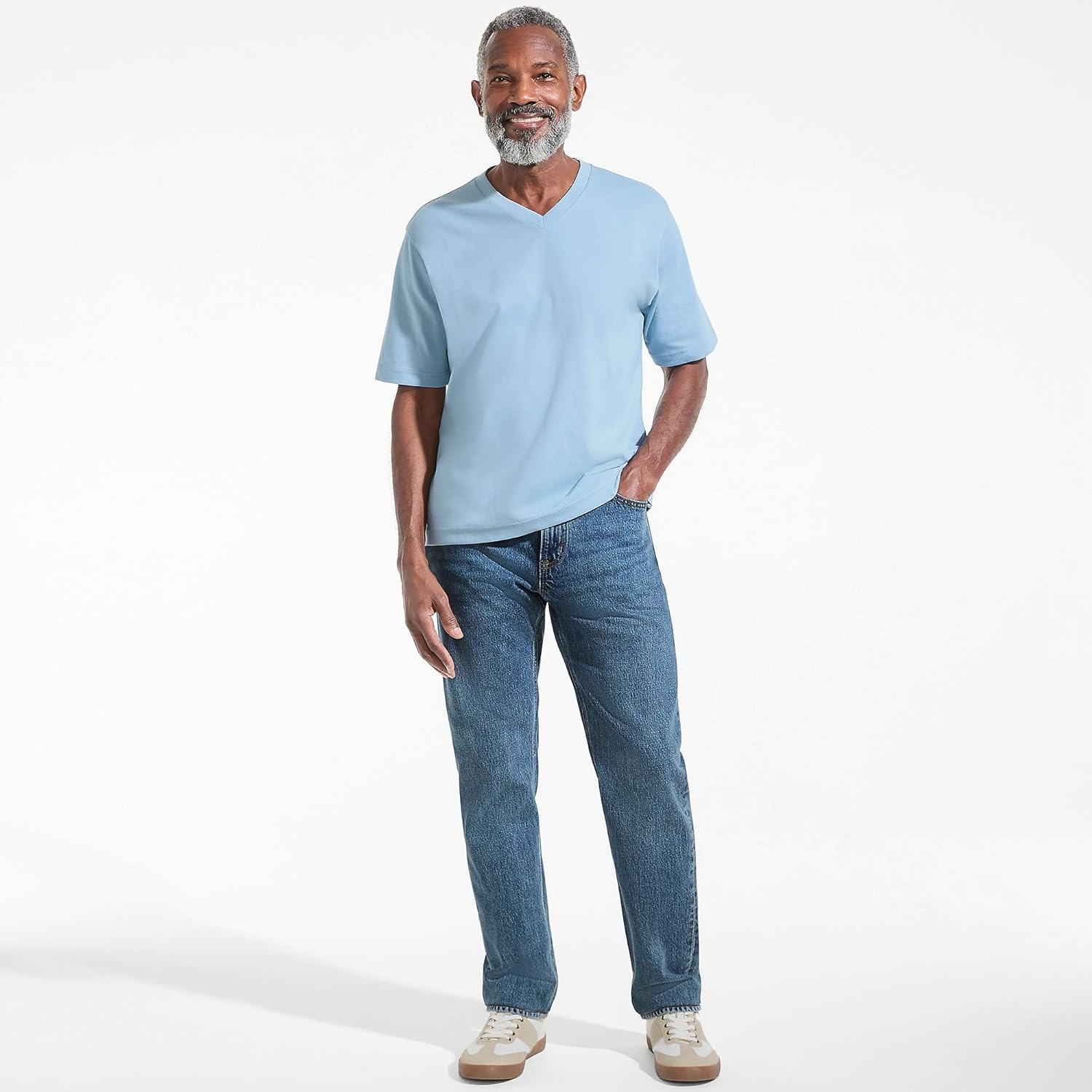 image:imageLands End Mens SuperT Short Sleeve VNeck TShirtOasis Blue