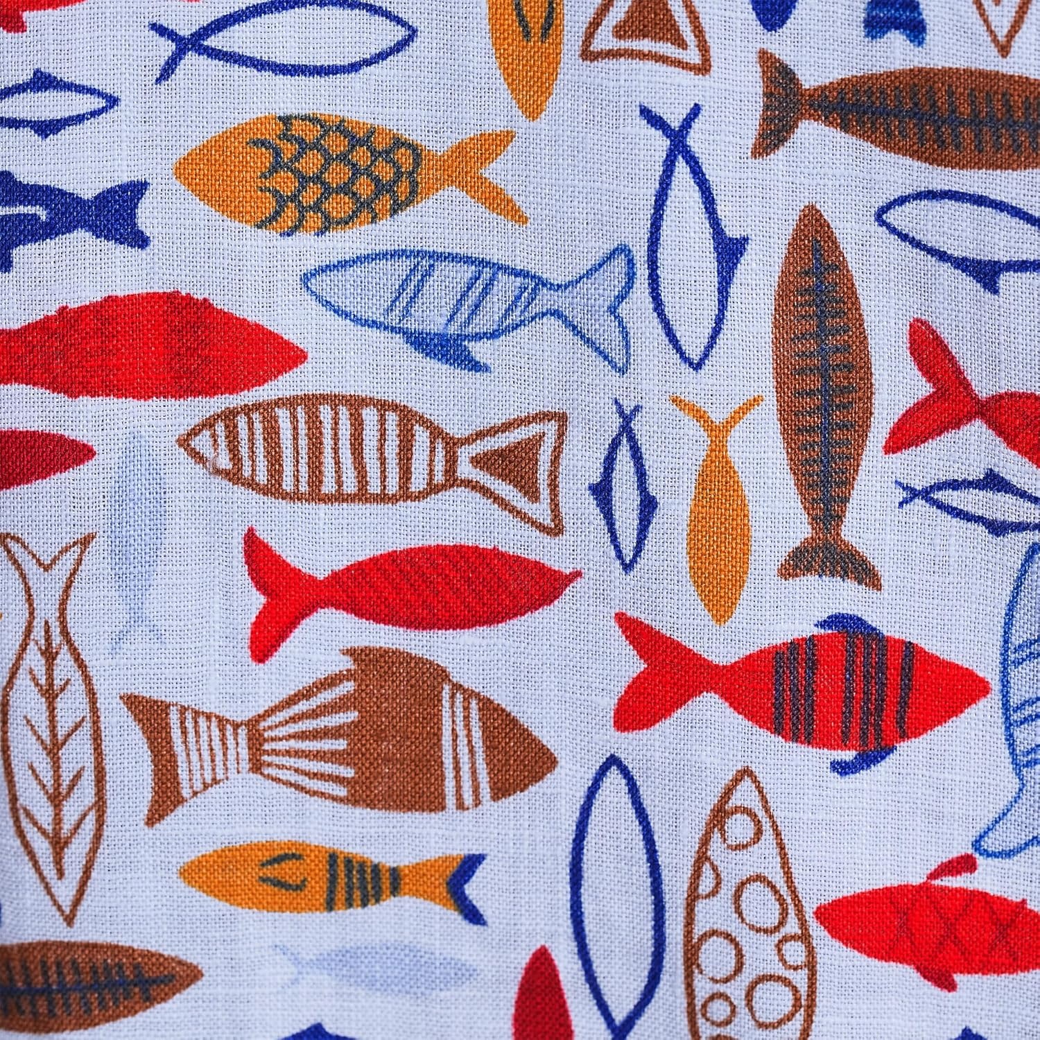 image:imageLands End Mens Traditional Fit Short Sleeve Linen ShirtCherry FishSky Blue