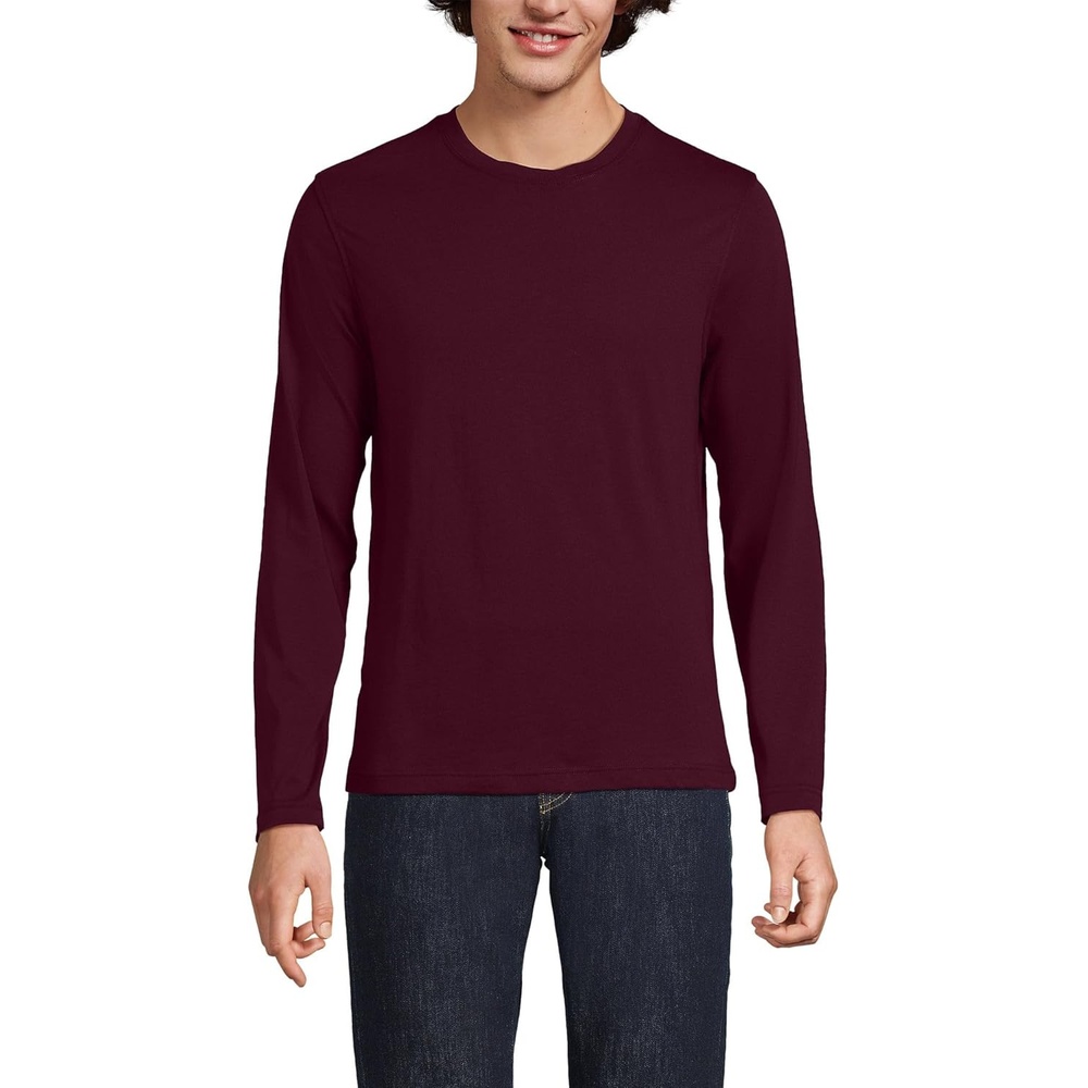 image:imageLands End Mens Long Sleeve AmericanGrown Supima Cotton TeeLush Burgundy