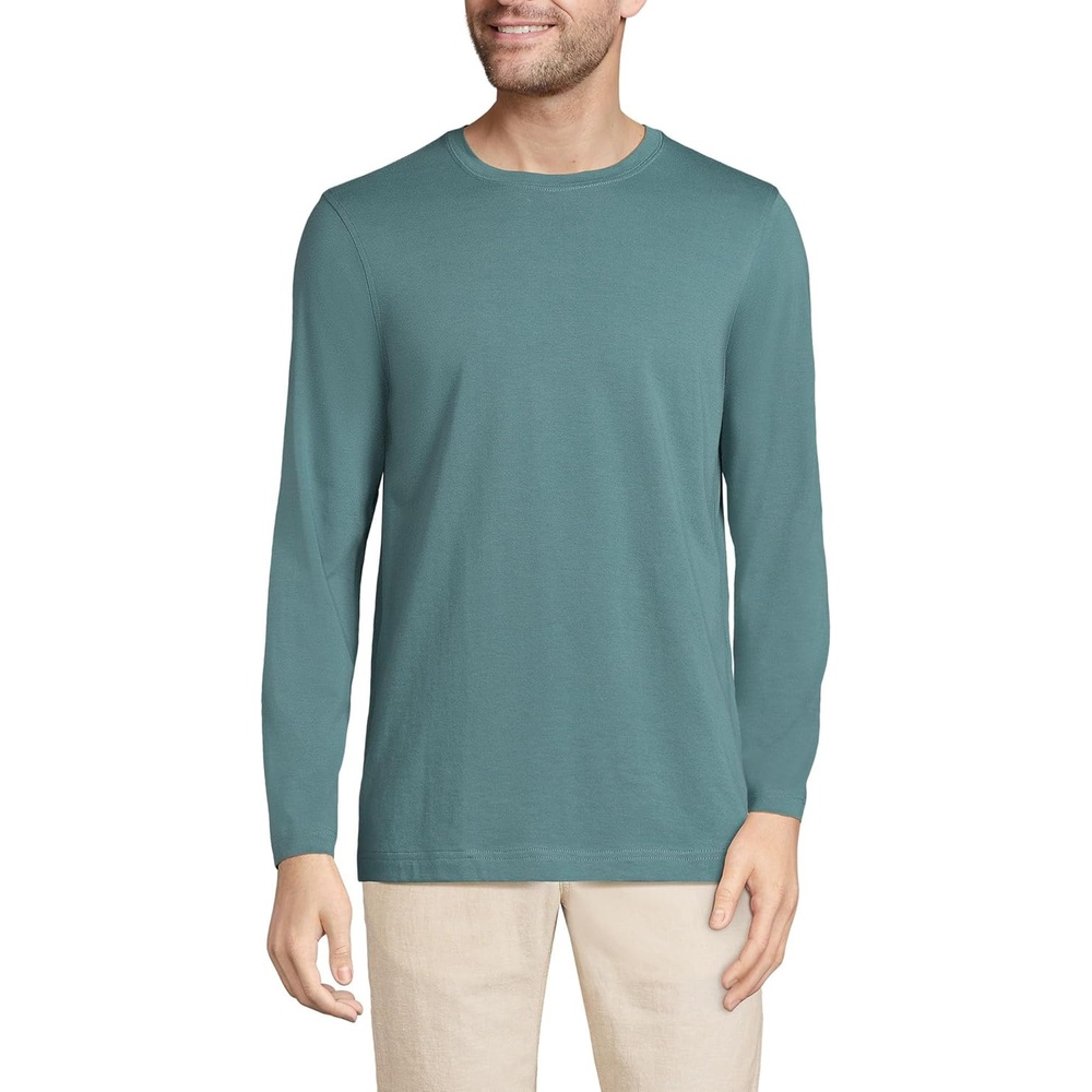 image:imageLands End Mens Long Sleeve AmericanGrown Supima Cotton TeeTourmaline