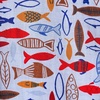 Lands’ End Men’s Traditional Fit Short Sleeve Linen Shirt(Cherry Fish/Sky Blue)